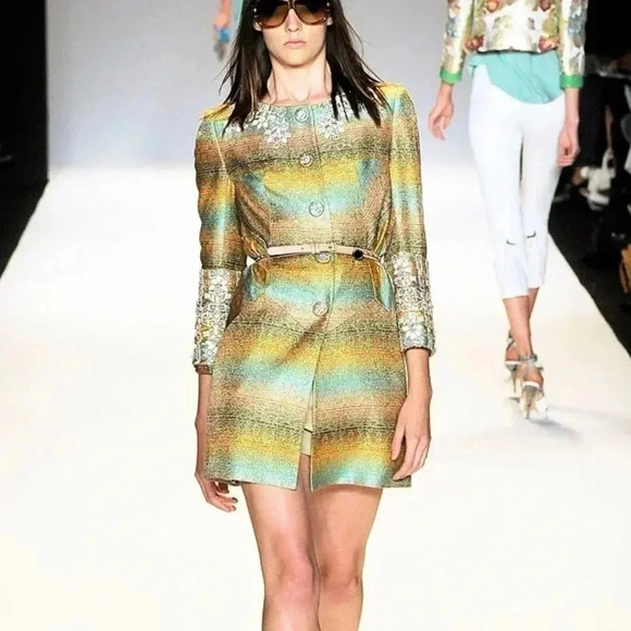 Matthew Williamson Colorful Tunic Jacket Jeweled Neckline 14 RARE - Picture 2 of 12